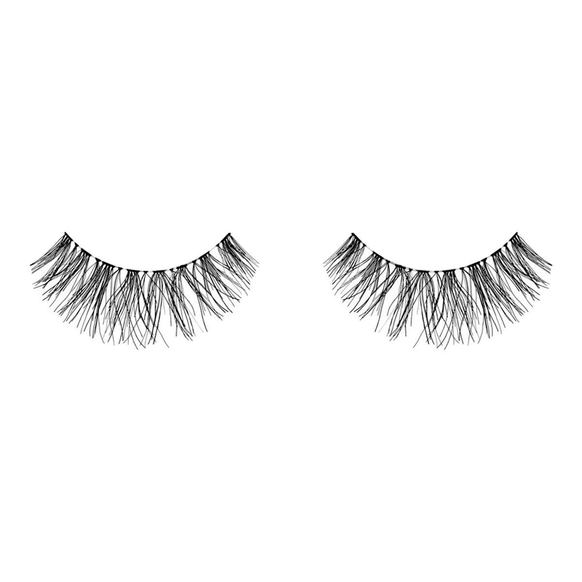 Ardell Wispies black feathered strip lashes on white background
