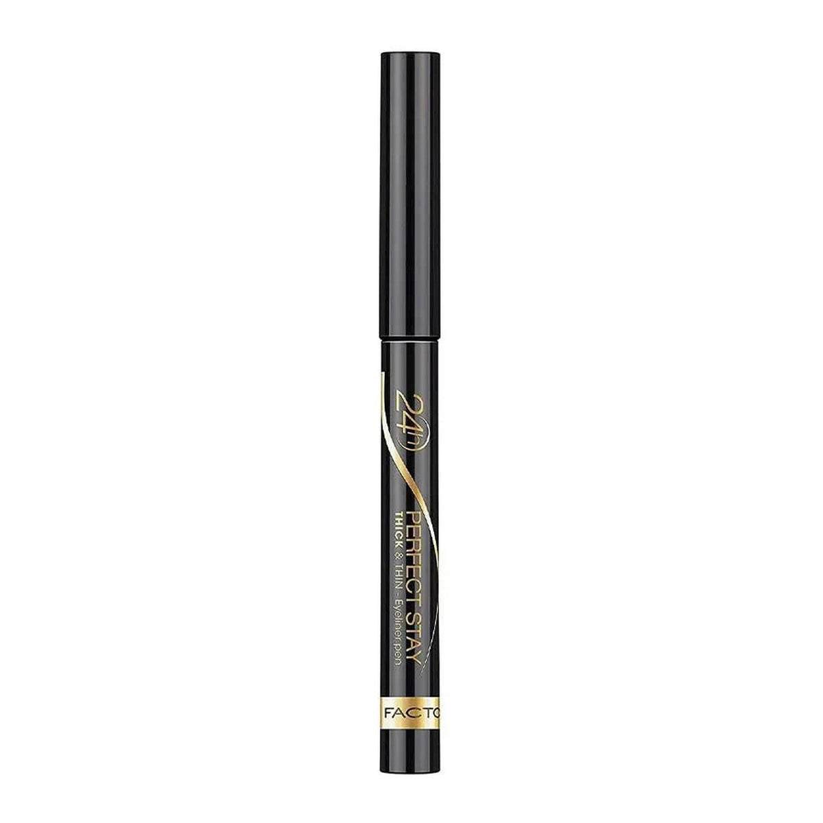 Max Factor Perfect Stay 24h Thick and Thin eyeliner pen 090 Black on white background