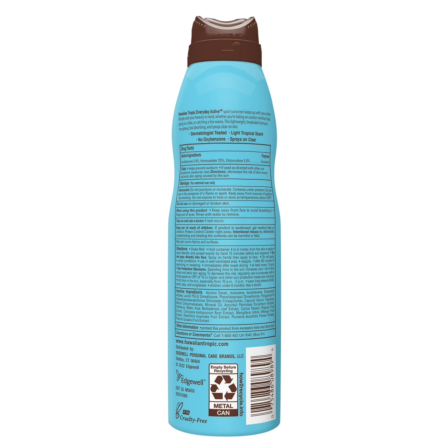 Hawaiian Tropic Island Sport Sun Block SPF 30 – Protector solar resistente al agua y de amplio espectro (180 ml)