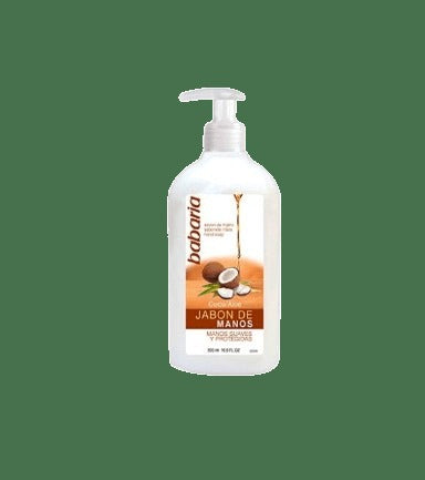 Babaria Coconut and Aloe 500 ml hand soap bottle, extra studio angle