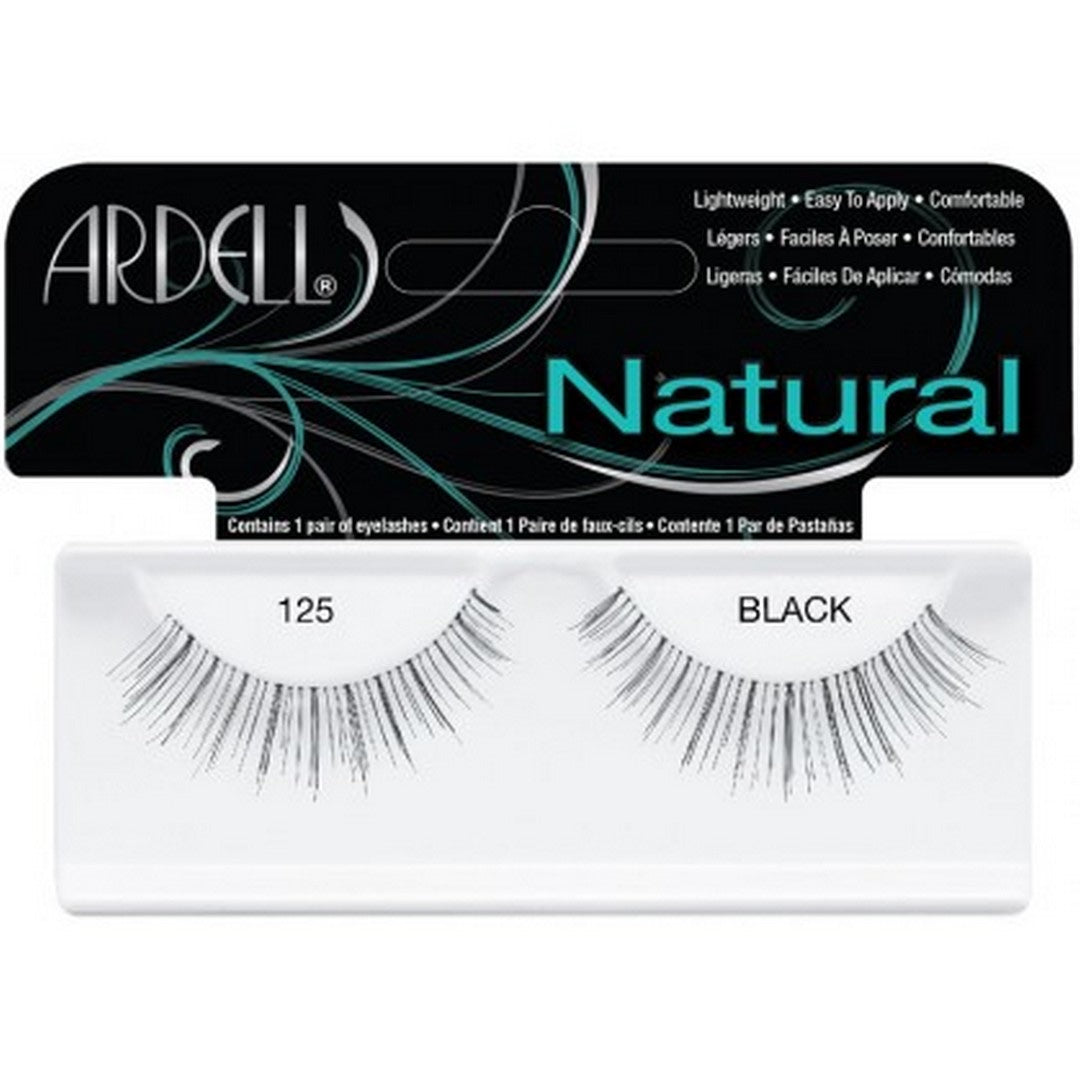 Ardell Natural 125 black false eyelashes pack on white background