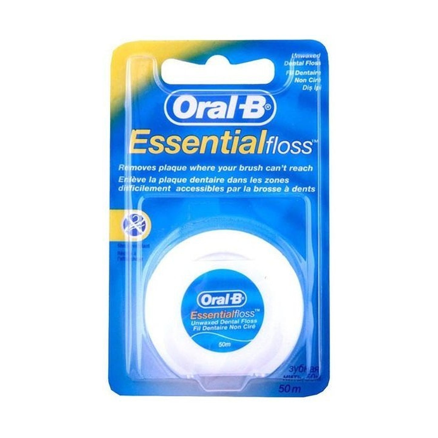 Oral-B Essentialfloss unwaxed dental floss 50 m pack, front view