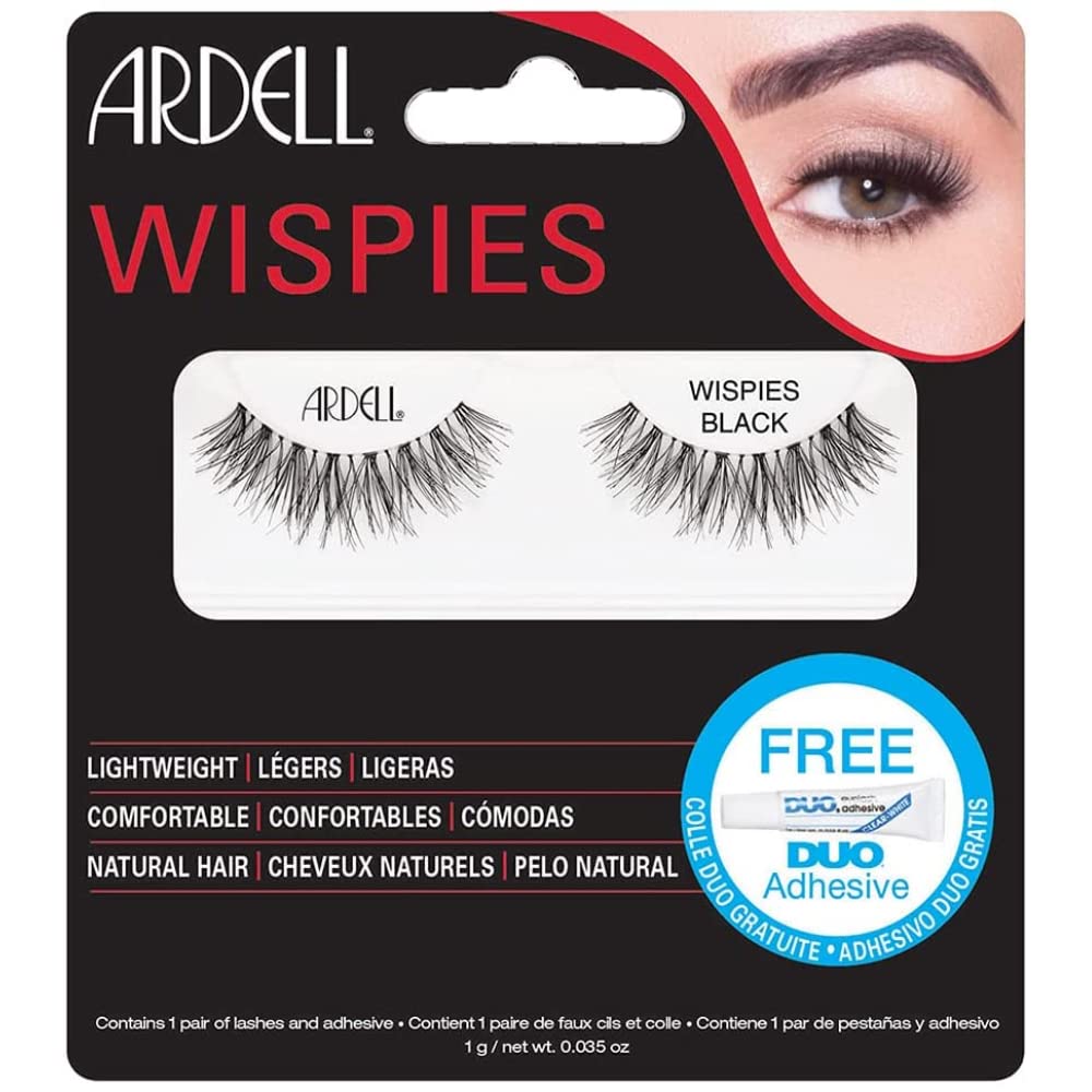 Ardell Fashion Lashes Wispies – Black Feathered Strip Lashes (1 Pair)