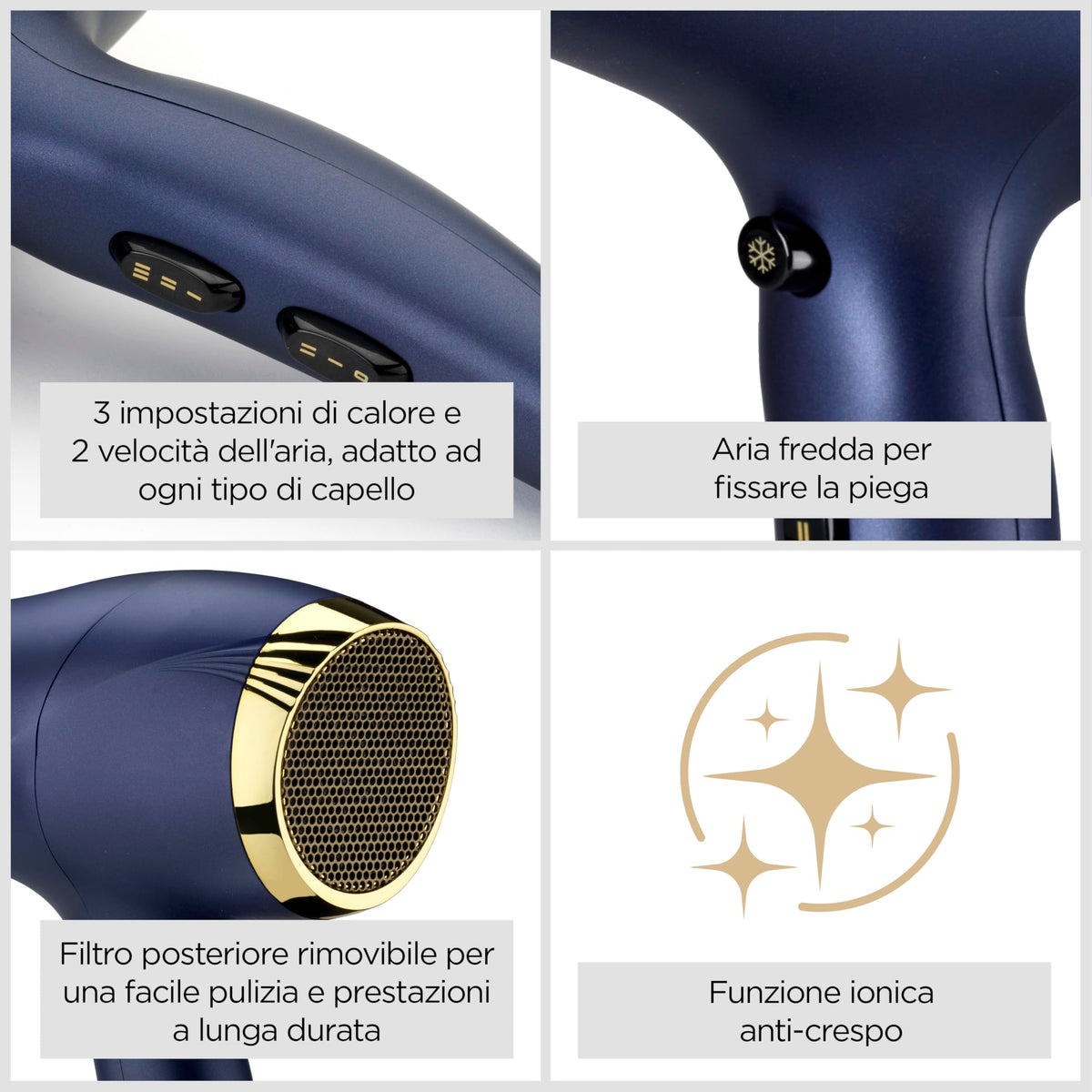 BaByliss Midnight Luxe 5781PE – Titanium-Ceramic Ionic Hair Dryer 2300 W (Blue)