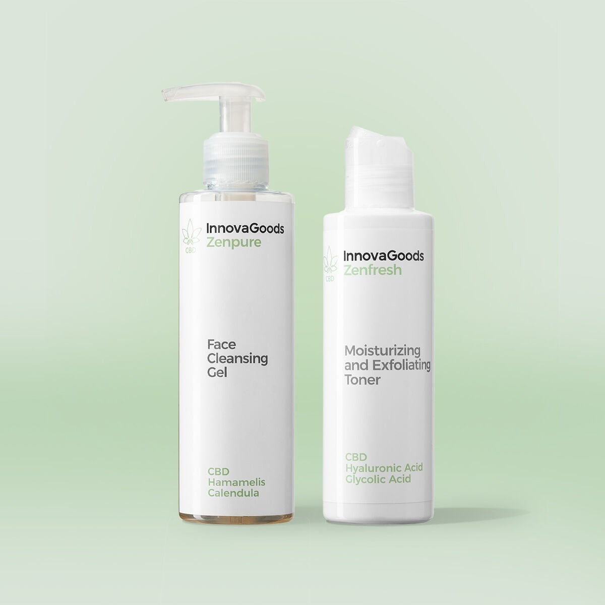 InnovaGoods CBD Face Cleansing Duo Pack – Vegan Facial Cleansing & Exfoliating Skincare Set 4