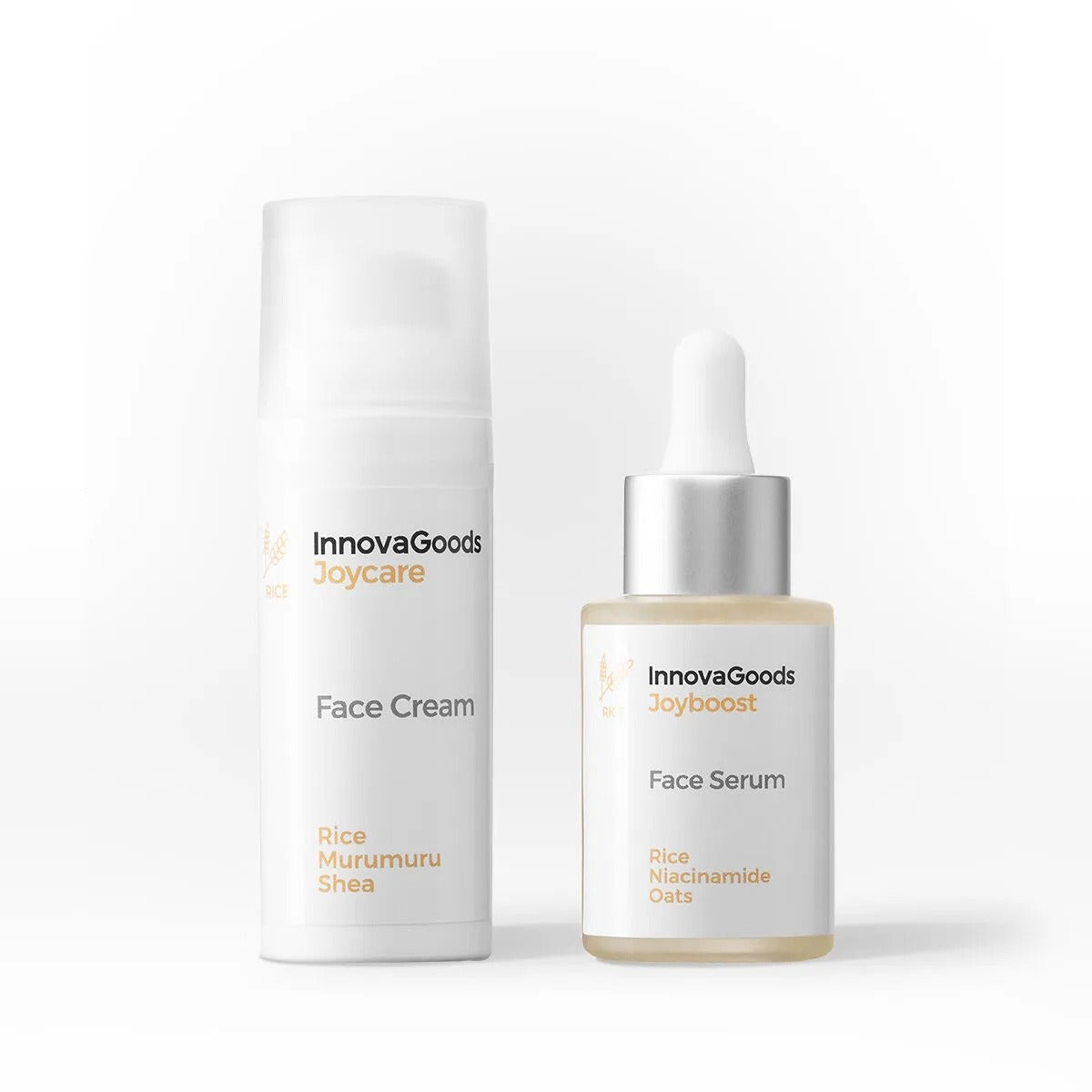 InnovaGoods Rice Face Moisturising Duo Pack – Vegan Facial Serum & Hydrating Cream Set 1