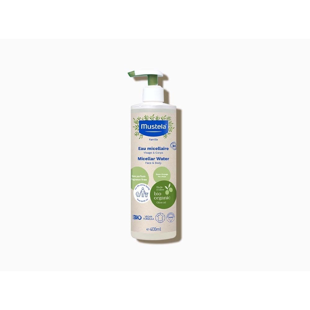Mustela Bio Organic Micellar Water 400 ml bottle on white