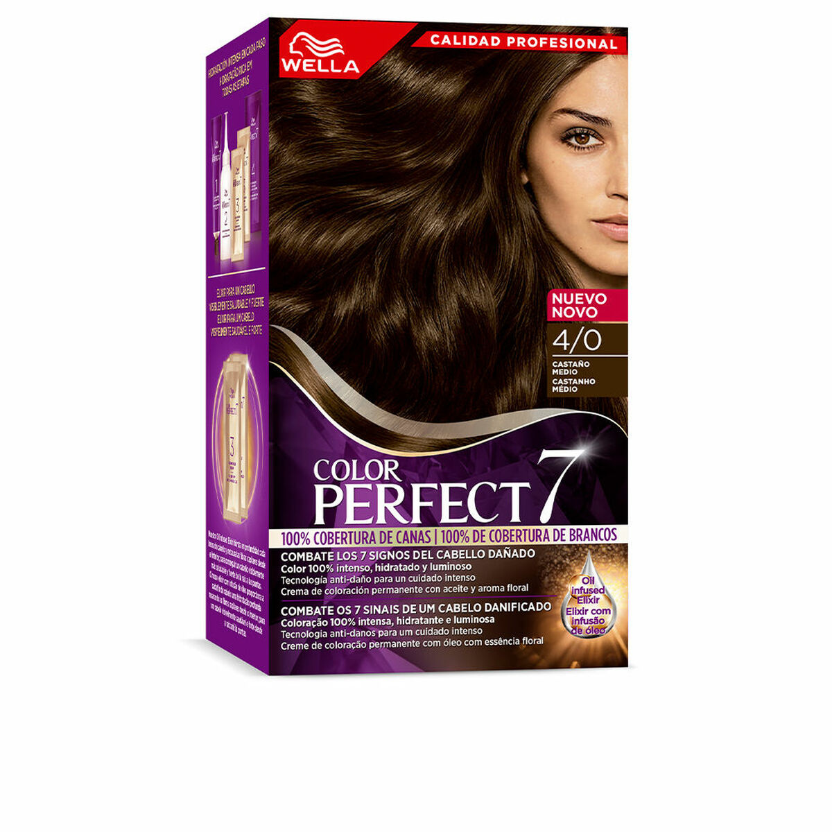 Permanente kleurstof Wella Color Perfect 7 Nº 4/0 Grijs haar 60 ml Medium Kastanje