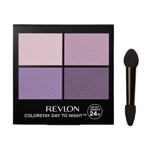 Revlon ColorStay Day to Night eyeshadow quad 530 Seductive with applicator on white background