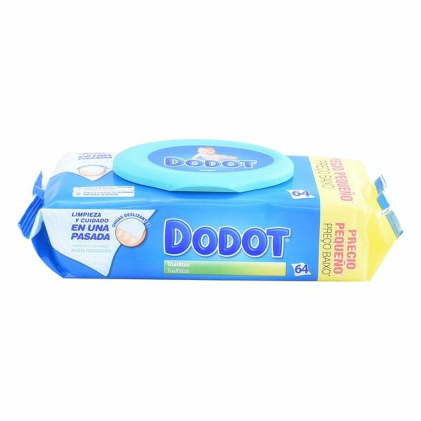 Dodot 64 baby wipes pack with flip lid on white background