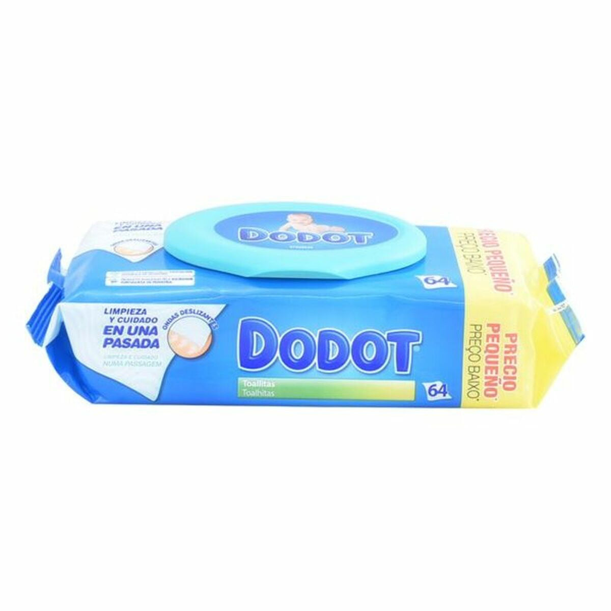 Dodot 64 baby wipes pack with flip lid on white background