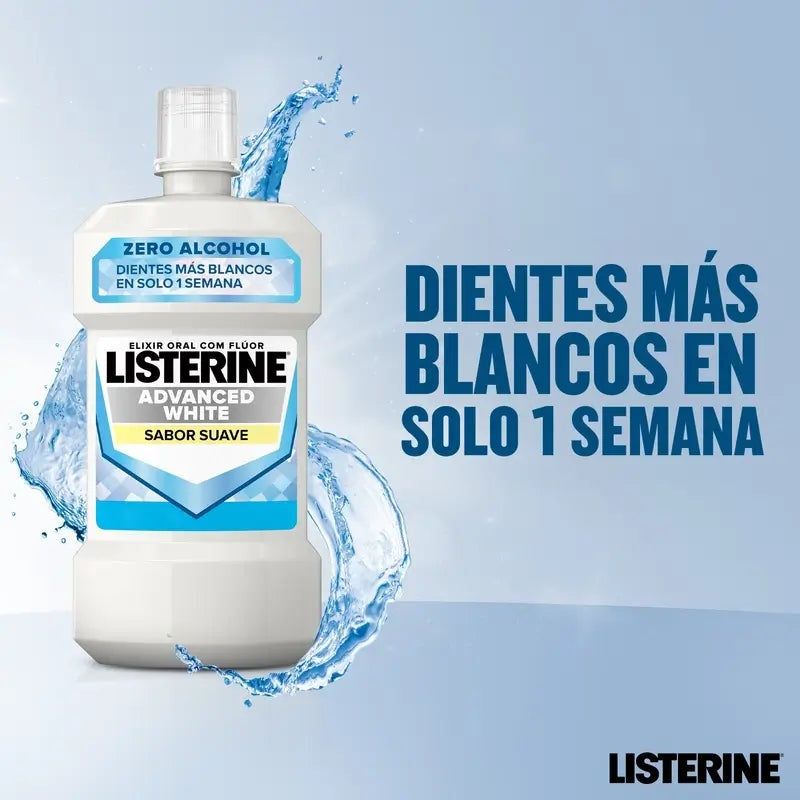 Listerine Advanced White Milder Taste 1 L bottle, zero alcohol mild mint