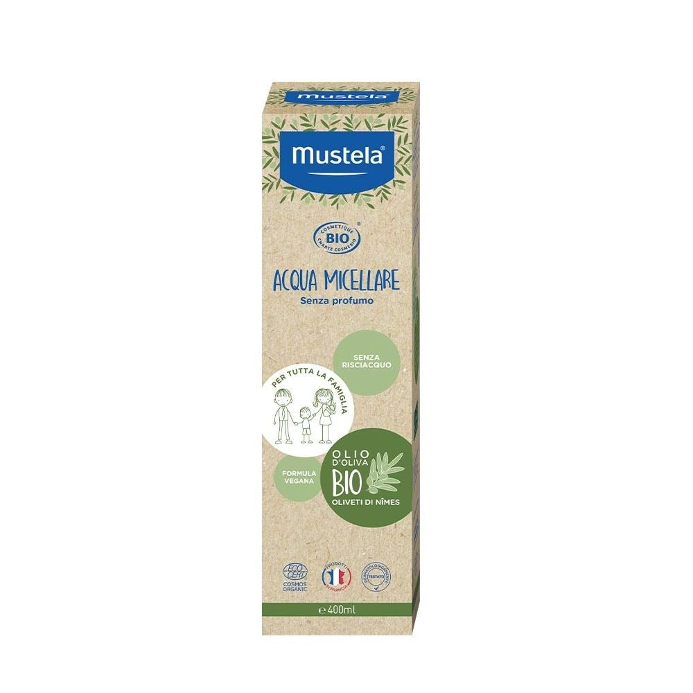 Mustela Bio micellar water 400 ml carton box, extra angle