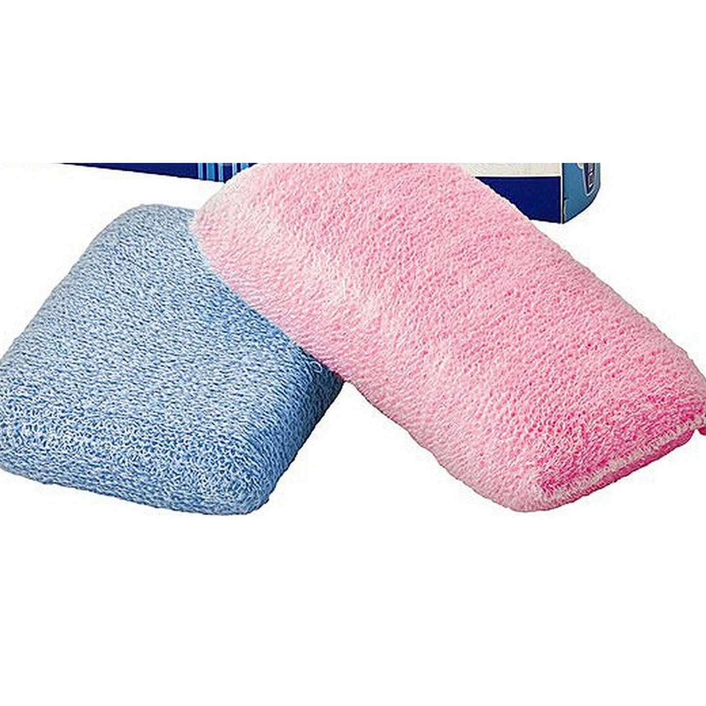 Davidel rizo body sponges, pink and blue, close view