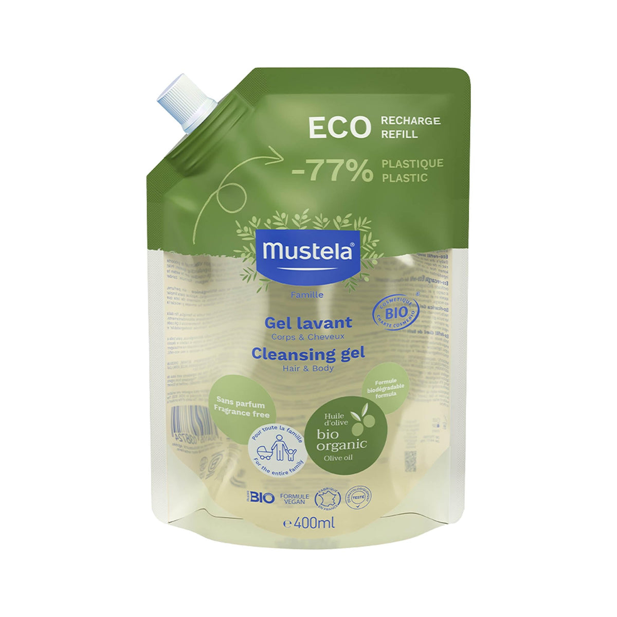 Mustela Organic Certified Hair & Body Cleansing Gel 400 ml 1