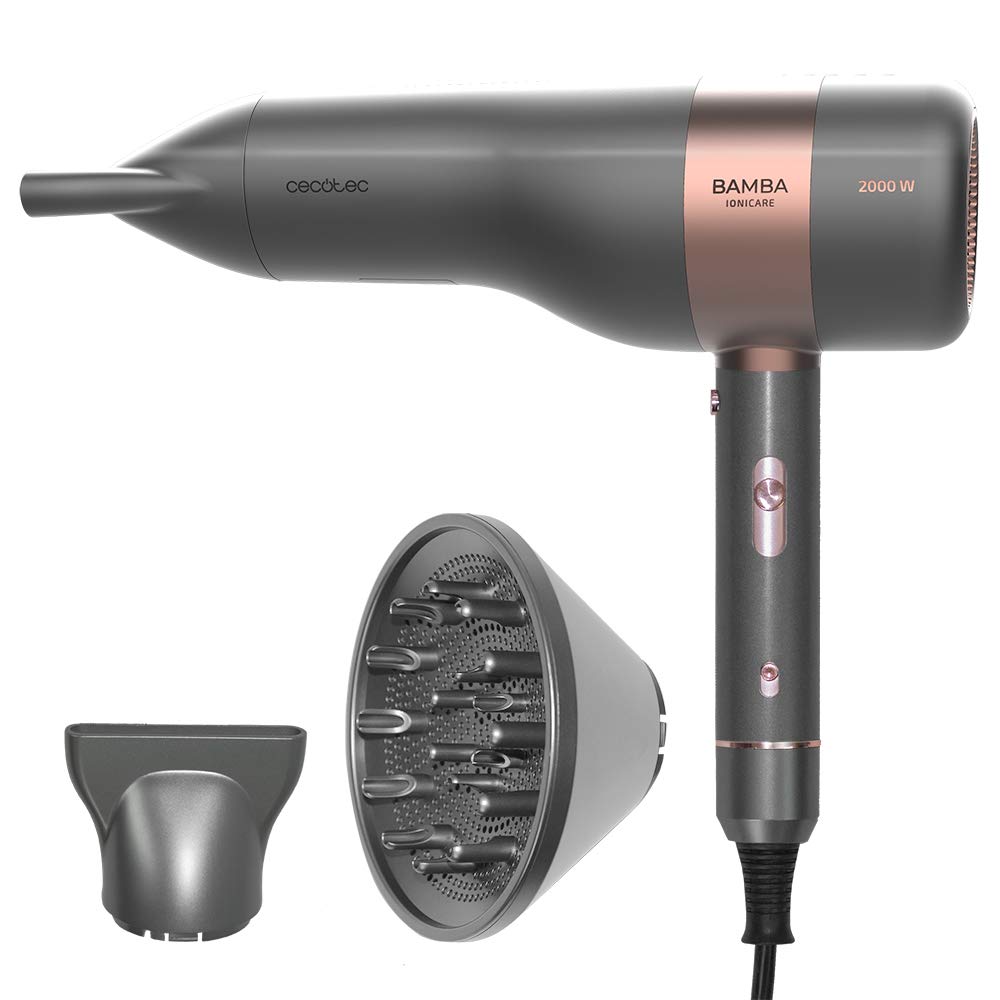 Cecotec Bamba IoniCare 6000 Rockstar Vision – Digital Brushless Ionic Hair Dryer 2000 W with Real Ion LCD (Grey)