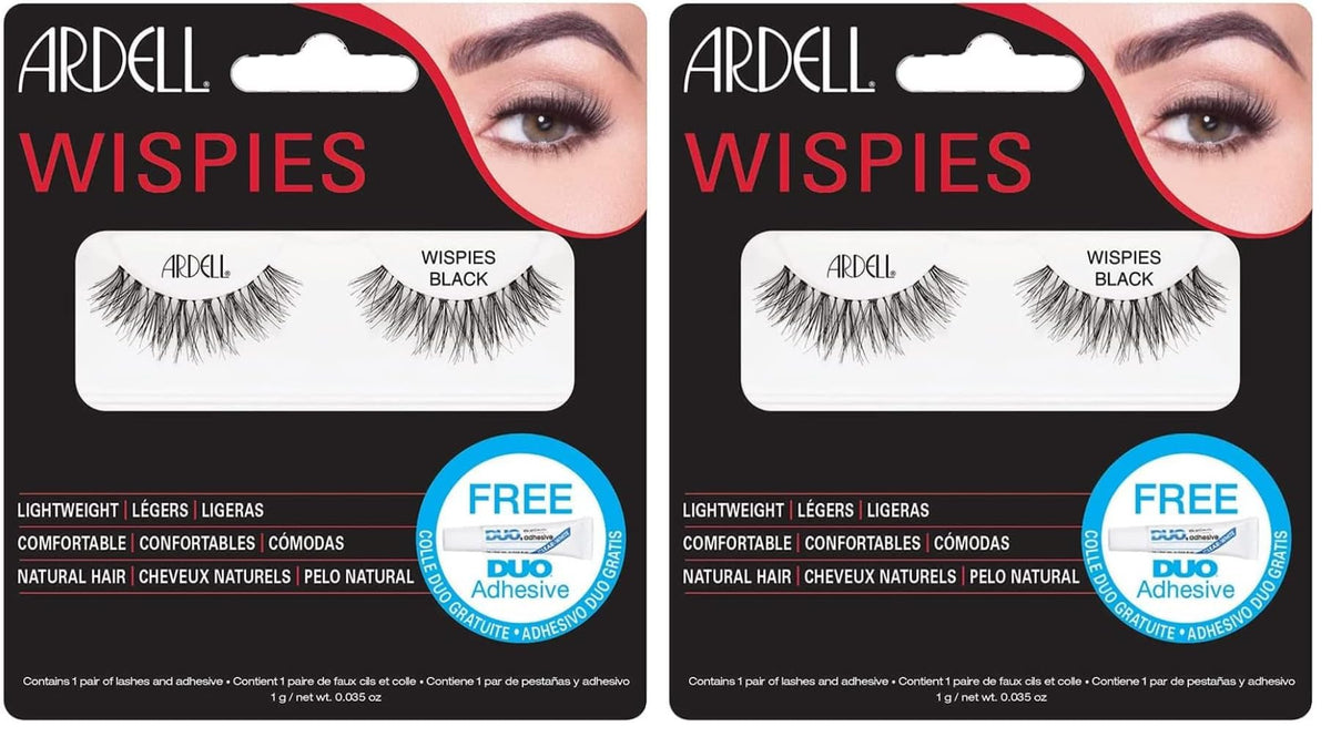 Ardell Fashion Lashes Wispies – Black Feathered Strip Lashes (1 Pair)