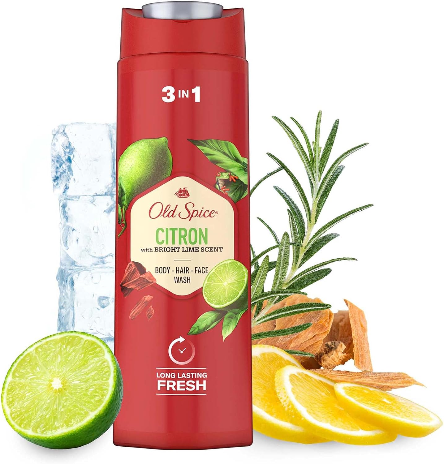 Gel douche 2 en 1 Old Spice Citron – Gel douche rafraîchissant pour les cheveux et le corps (400 ml)