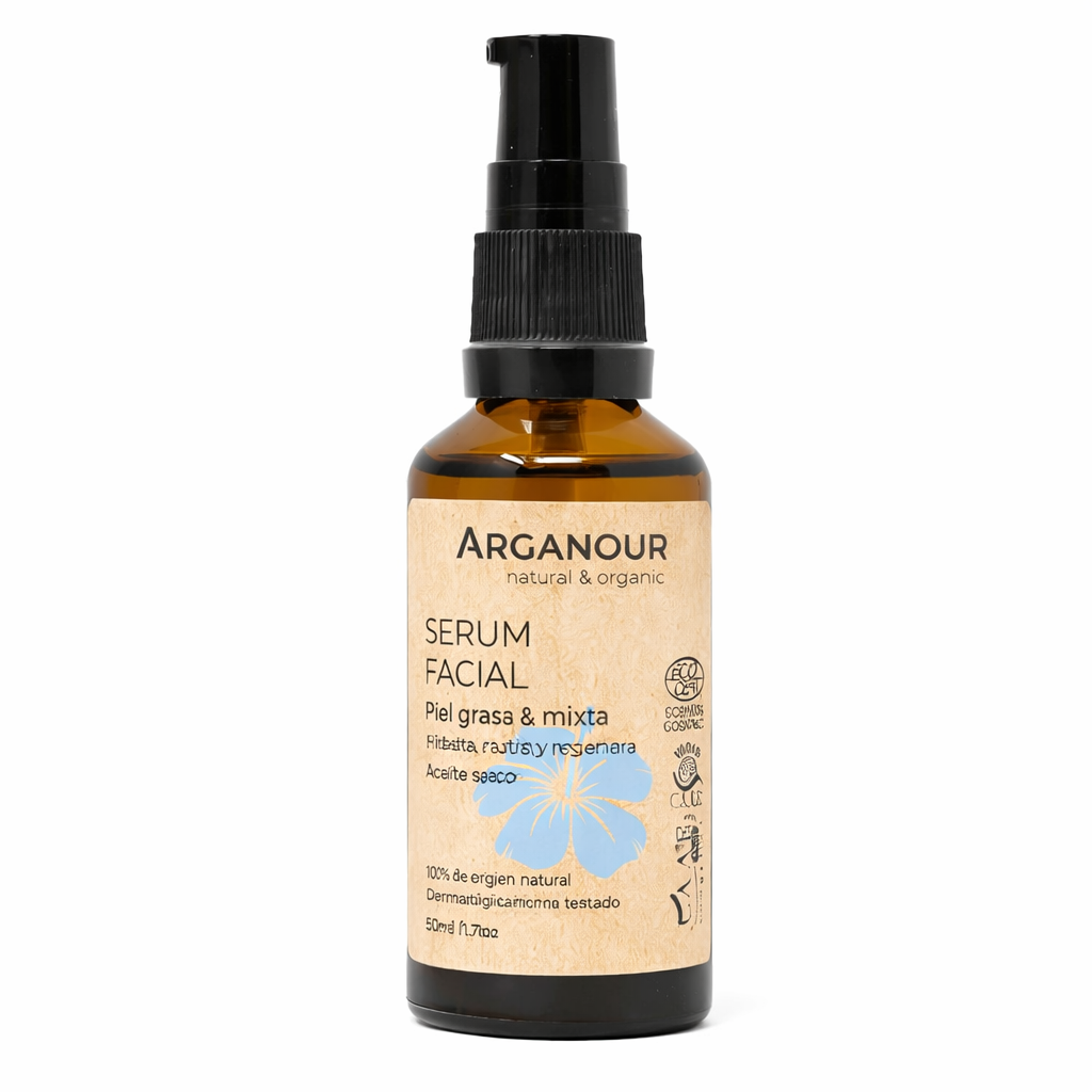 Arganour Serum Facial Natural y Ecológico Para Pieles Grasas, Mixtas y con Poros Reducidos (50ml)