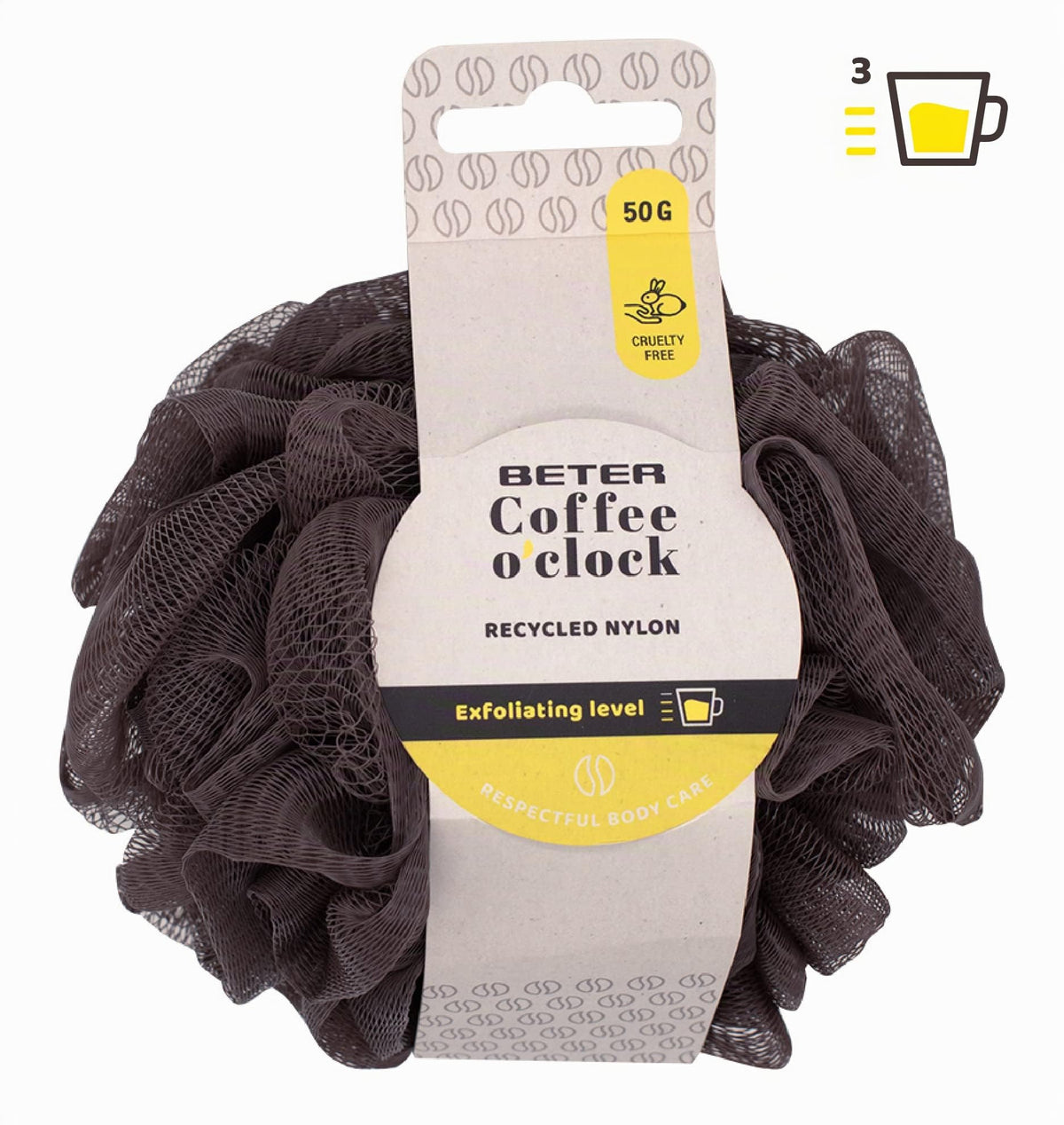 Beter Coffee O'Clock – Recycled Nylon Peeling Mesh Sponge (Exfoliation Level 3)
