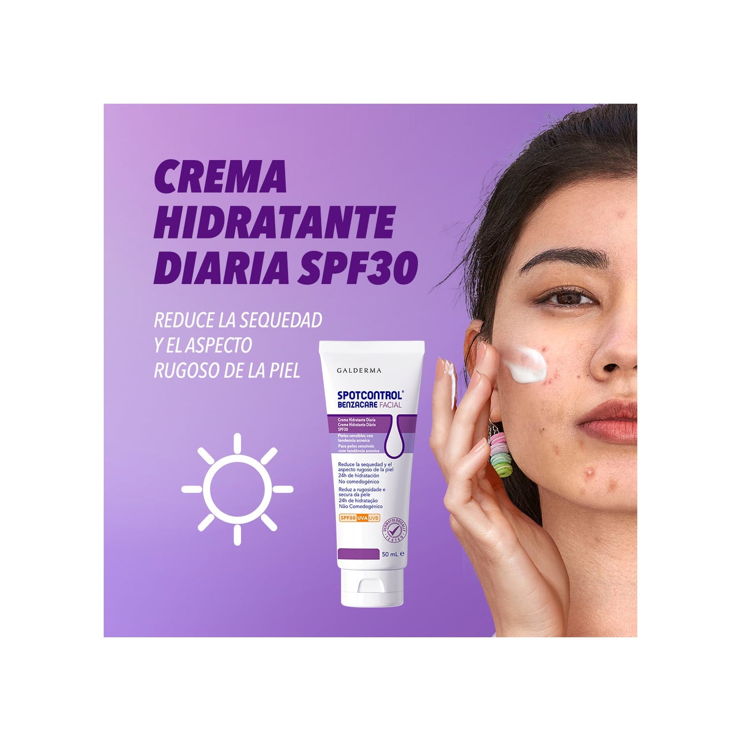 Crème hydratante pour le visage Benzacare Spotcontrol SPF 30 (50 ml)