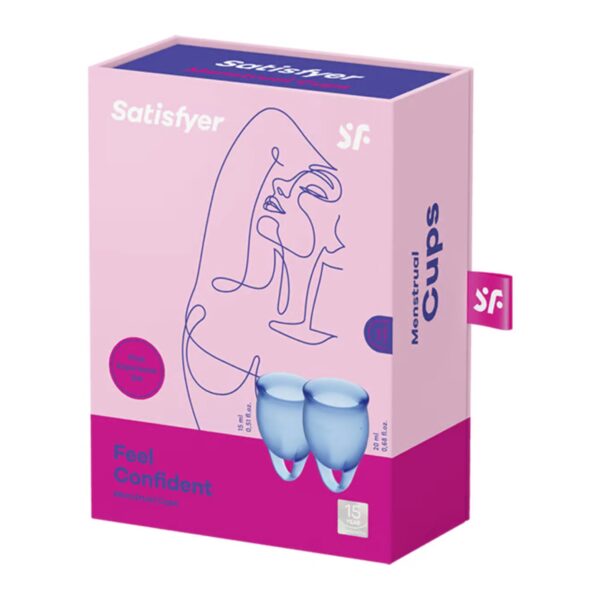 Satisfyer Voel je Zeker - Donkerblauwe Silicone Menstruatie Cups - Set van 2