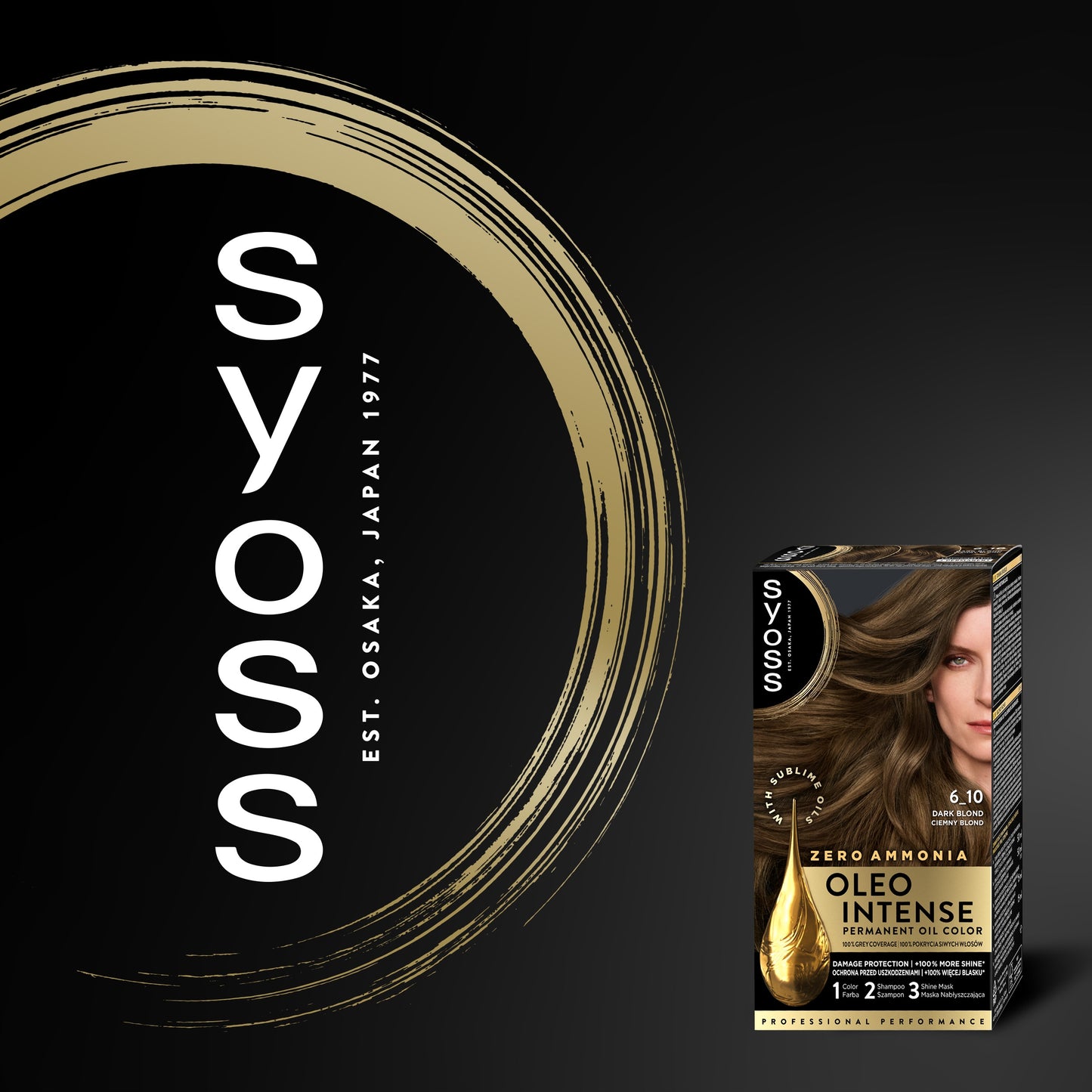 Syoss Olio Intense Nº 6.10 Dark Blonde – Ammonia-Free Permanent Hair Colour with Intense Shine