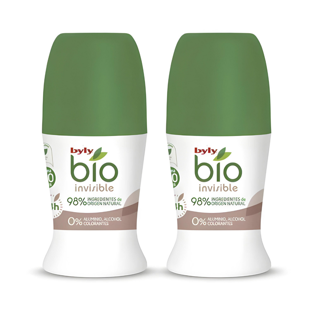 Byly Bio Natural 0% Desodorante Roll-On Invisible (2 Pcs)