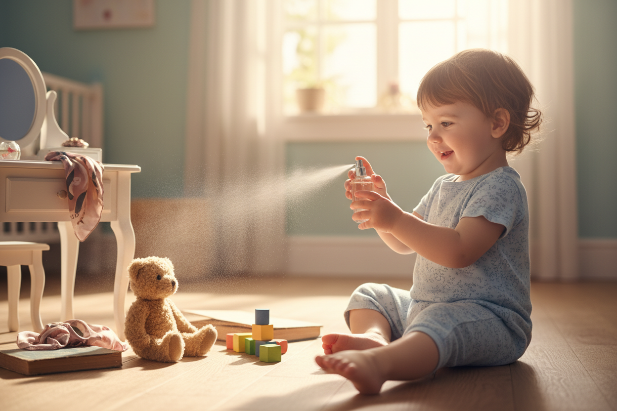 child using perfume