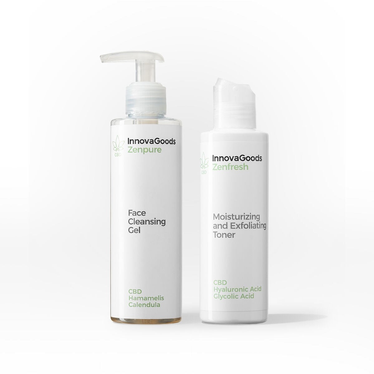 InnovaGoods CBD Face Cleansing Duo Pack – Vegan Facial Cleansing & Exfoliating Skincare Set 1