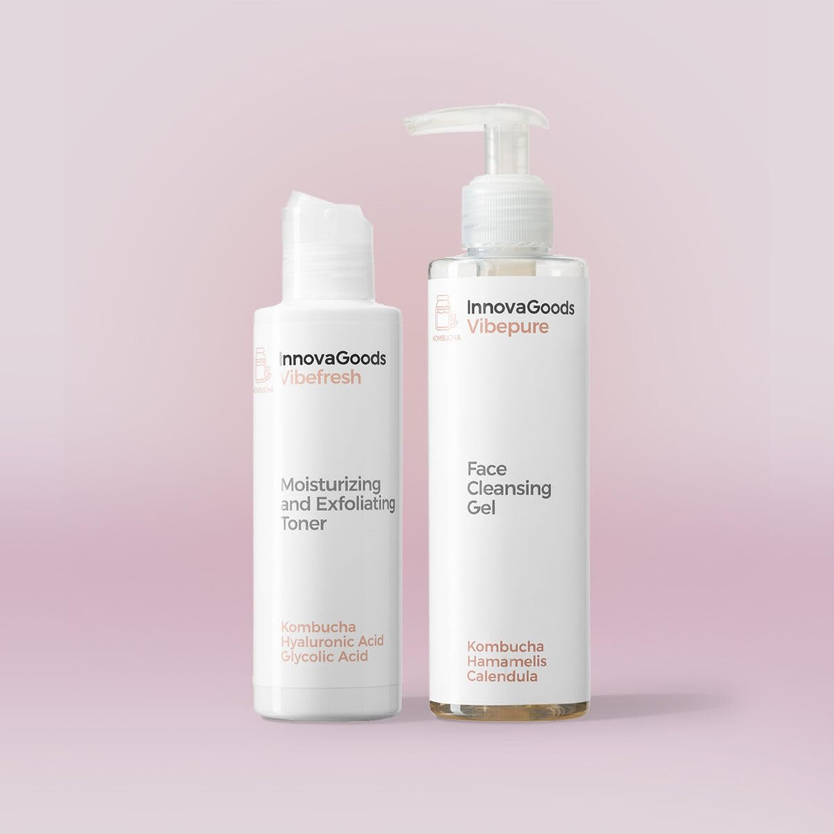 InnovaGoods Kombucha Face Cleansing Duo Pack – Vibepure Gel & Vibefresh Toner 2