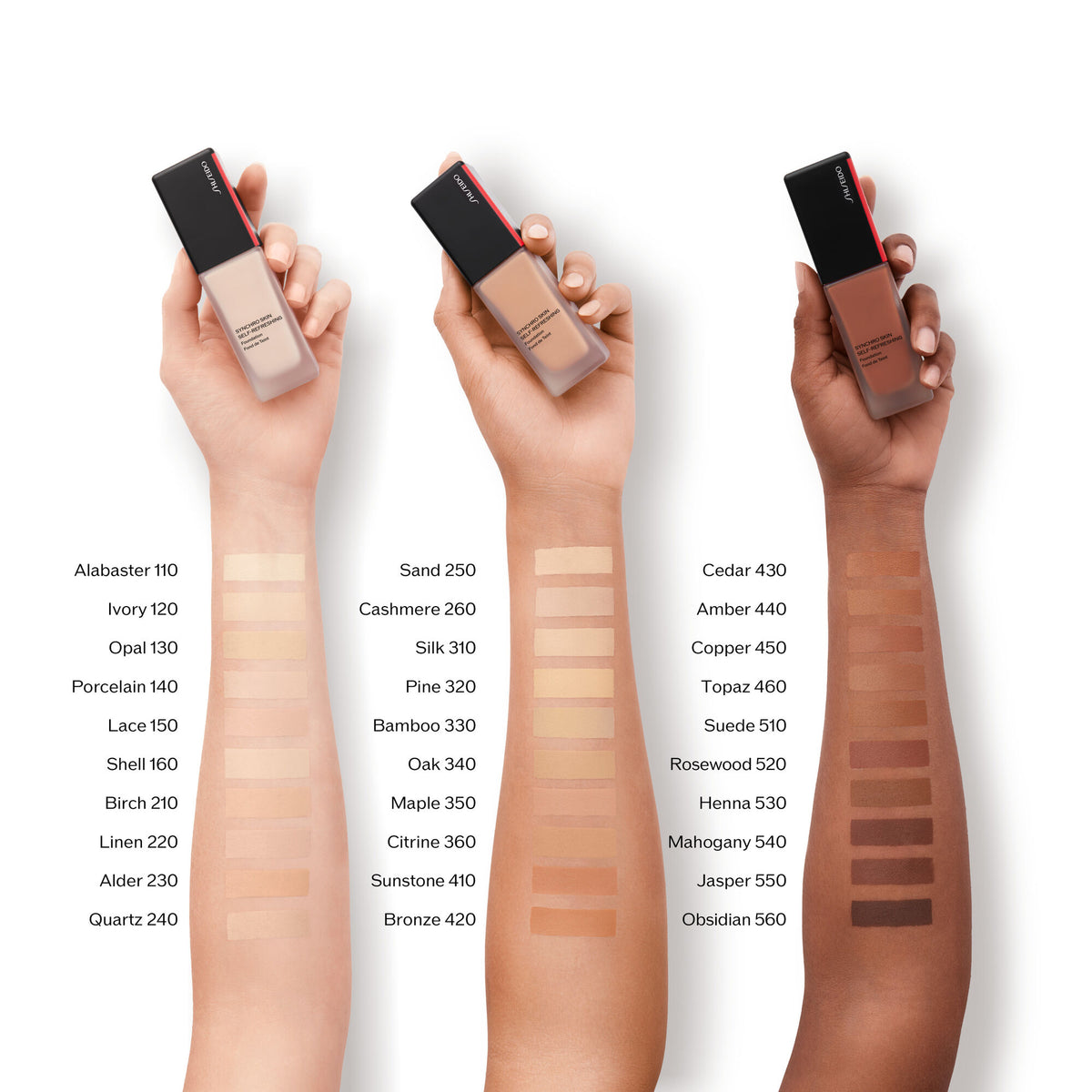 Shiseido Synchro Skin Self-Refreshing Foundation shade range