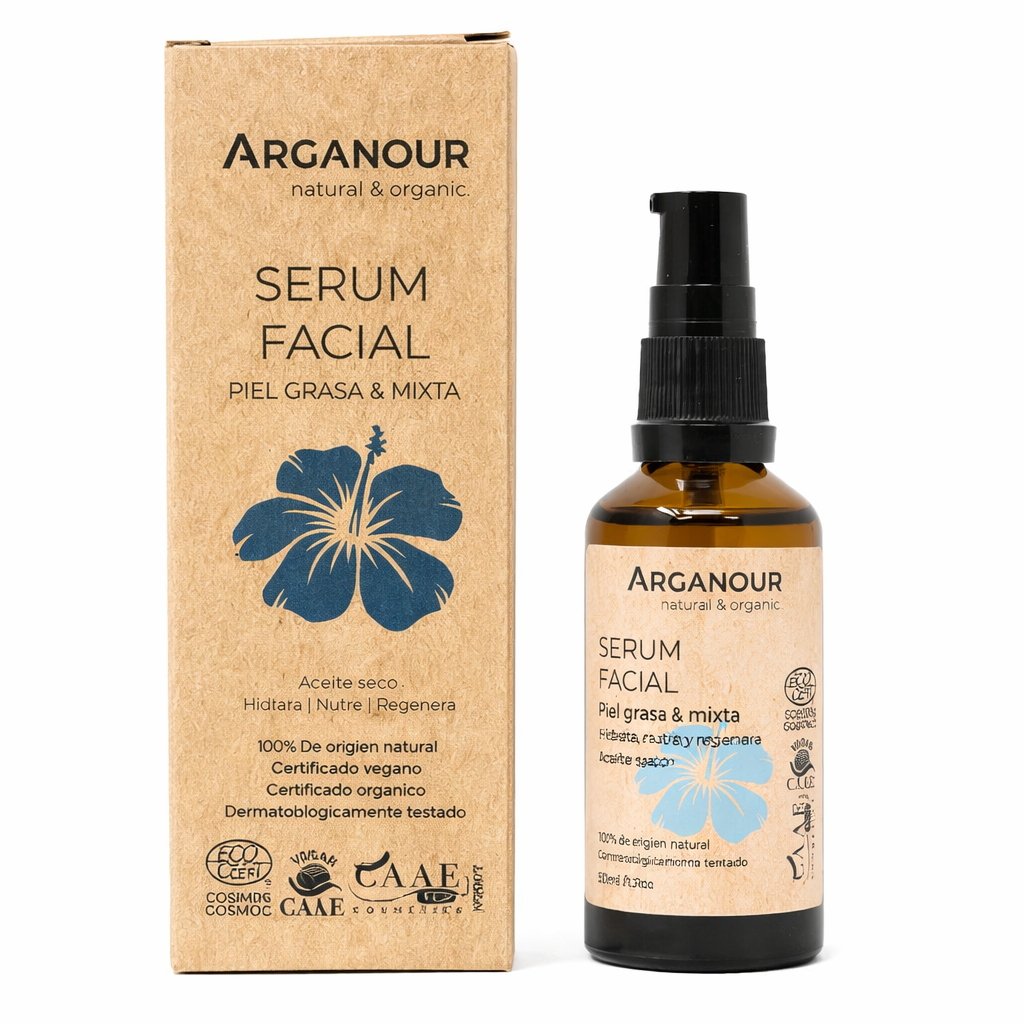 Arganour Serum Facial Natural y Ecológico Para Pieles Grasas, Mixtas y con Poros Reducidos (50ml)