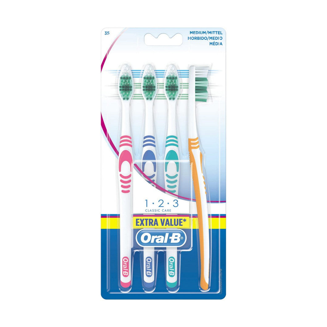 Tandenborstel Oral-B Shiny Clean Medium 4 Stuks