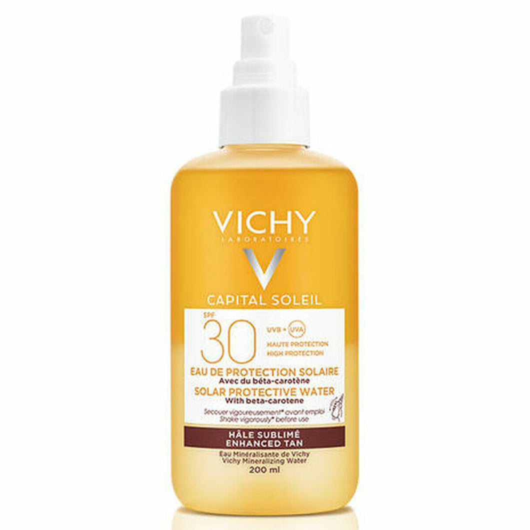 Zonnebrandspray voor het lichaam Eau de Protection Solaire Enhanced Tan Vichy SPF 30 (200 ml)