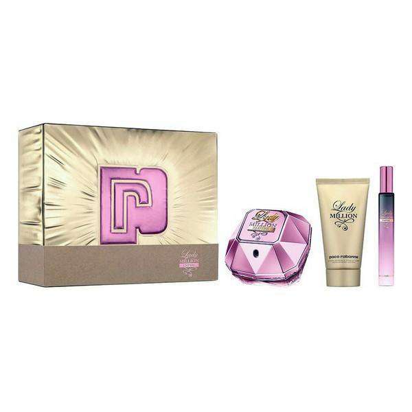 Women's Perfume Set Lady Million Empire Paco Rabanne EDP (3 pcs) - Lindkart