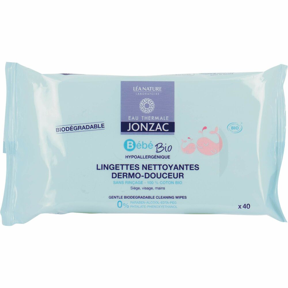 Lingettes Humides Eau Thermale Jonzac Bebé Bio (40 uds)