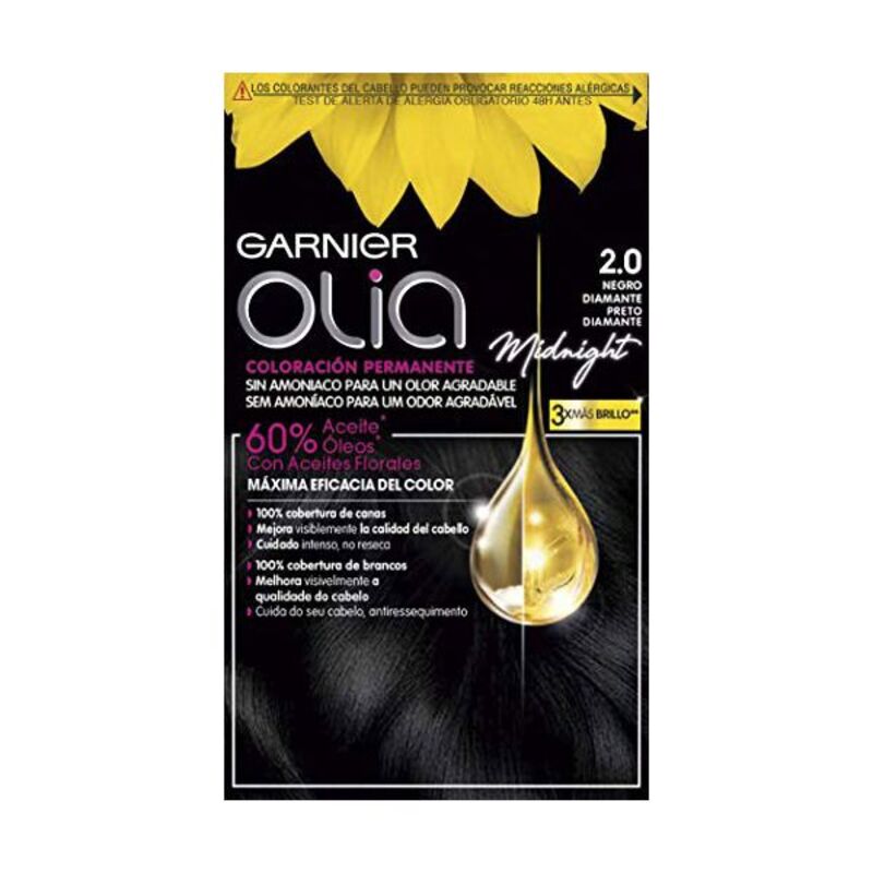 Teinture permanente Olia 2.0 Black Diamond Garnier sans ammoniaque (4 pièces)