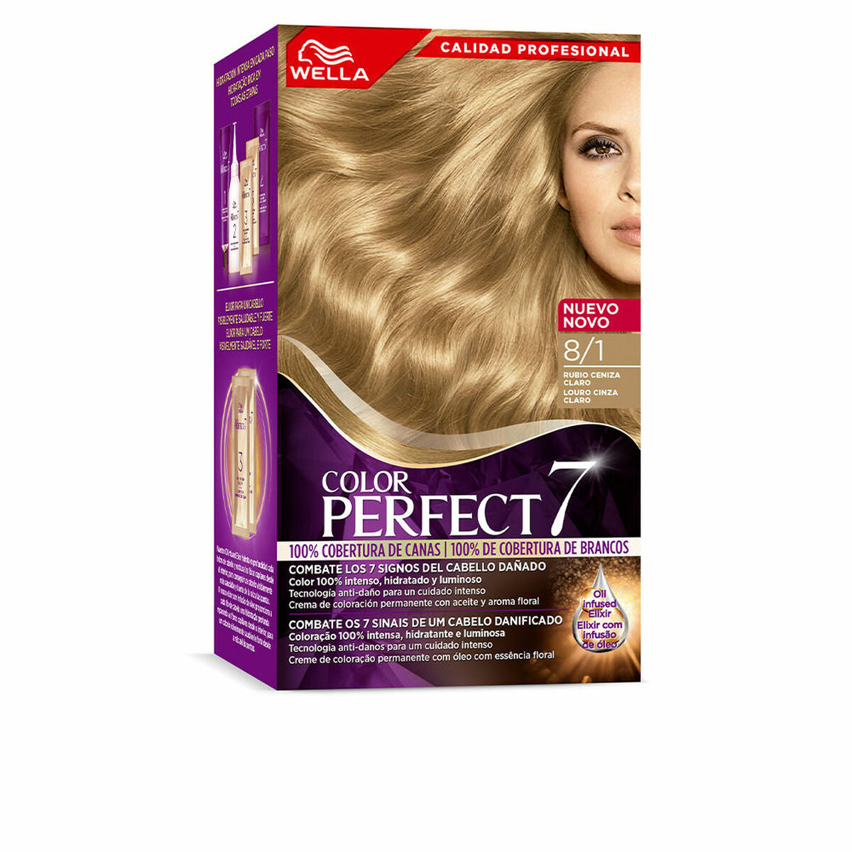 Permanente kleurstof Wella Color Perfect 7 Nº 8/1 Grijs haar 60 ml Licht asblond