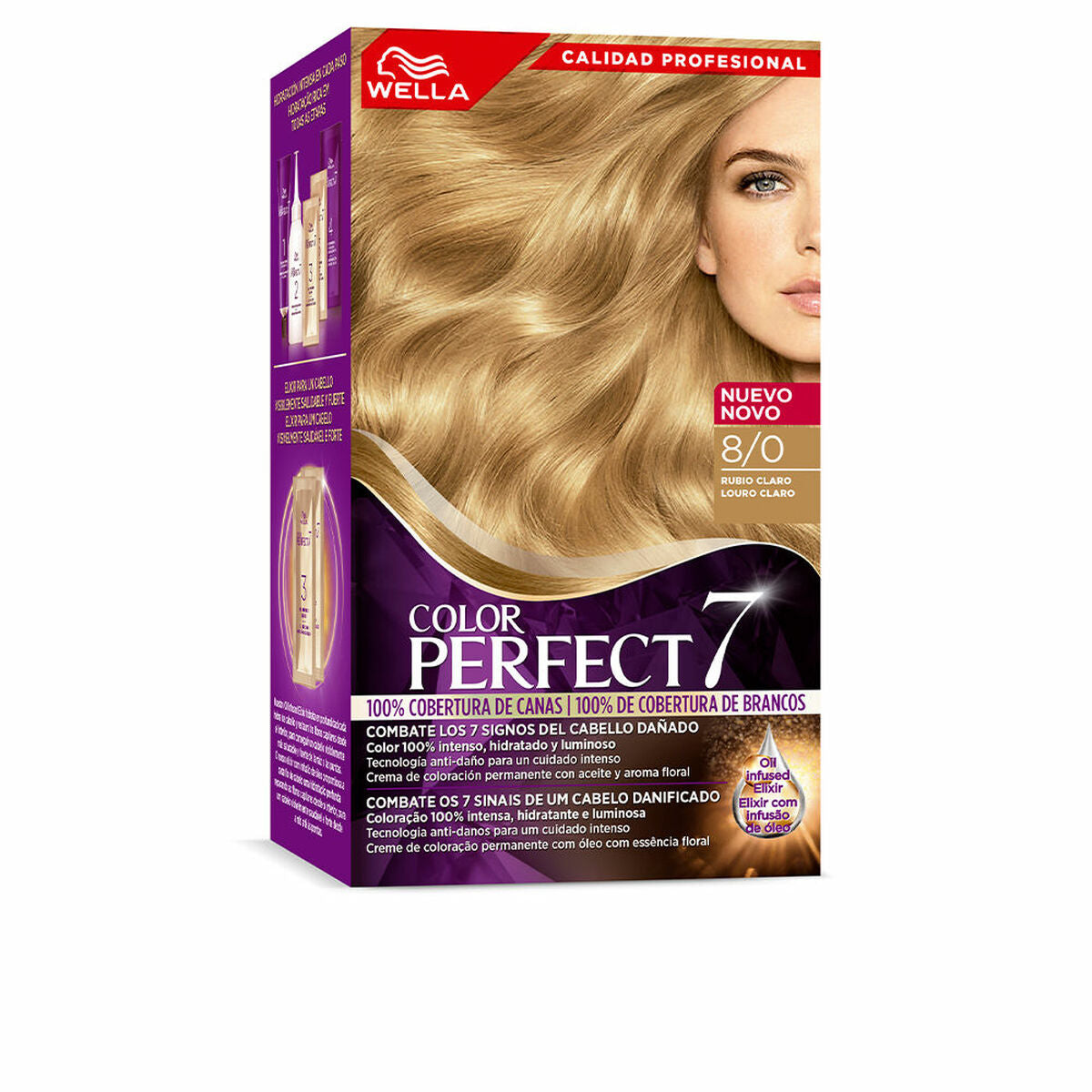 Permanente kleurstof Wella Color Perfect 7 Nº 8/0 Grijs haar Lichtblond 60 ml