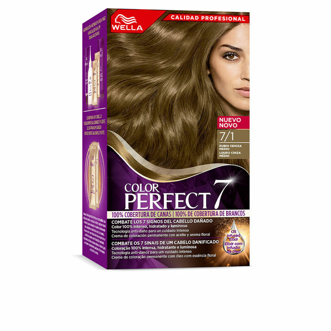 Permanente Kleurstof Wella Color Perfect 7 Nº 7/1 Grijs Haar Asblond 60 ml