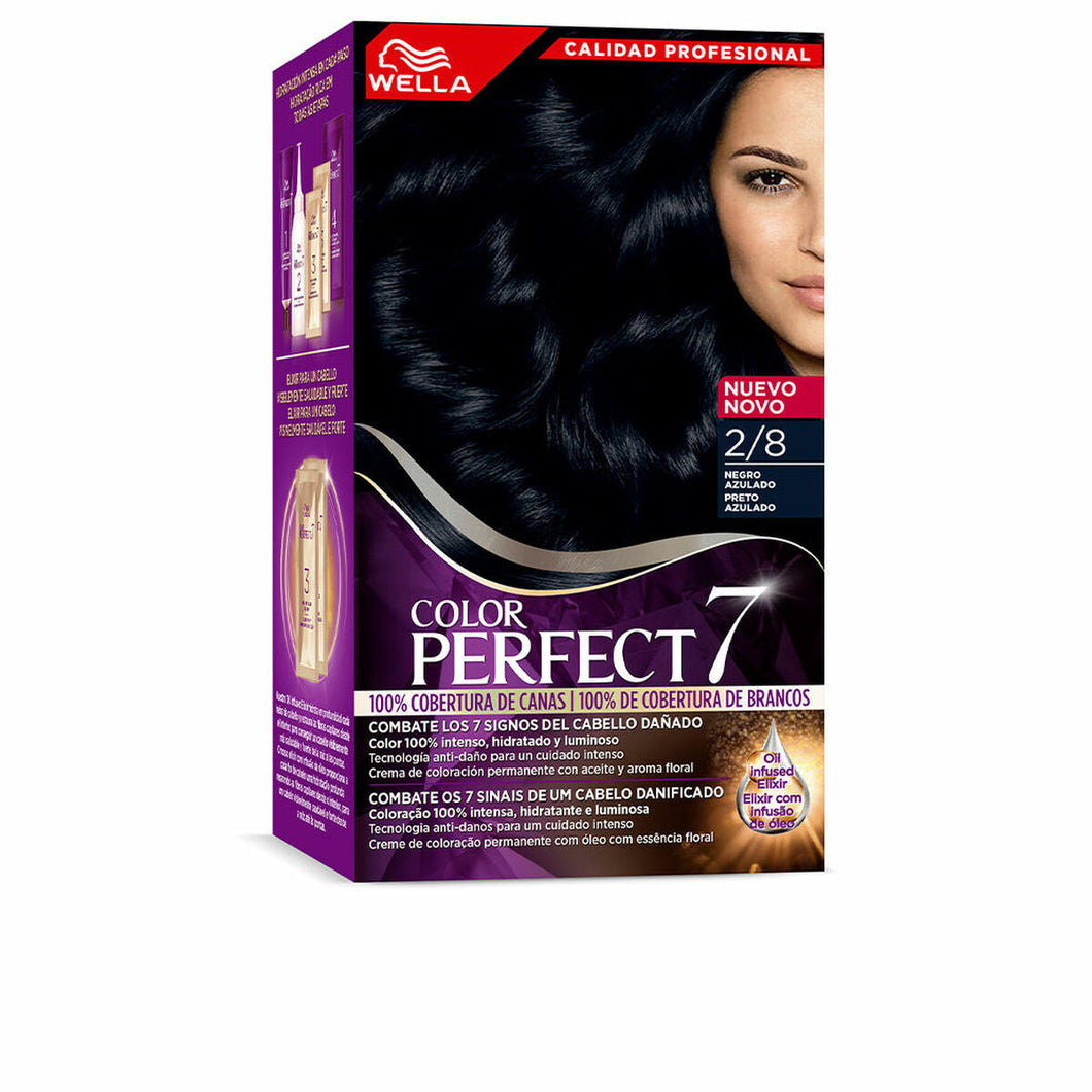 Permanente kleurcrème Wella Color Pefect 7 2/8-negro azulado