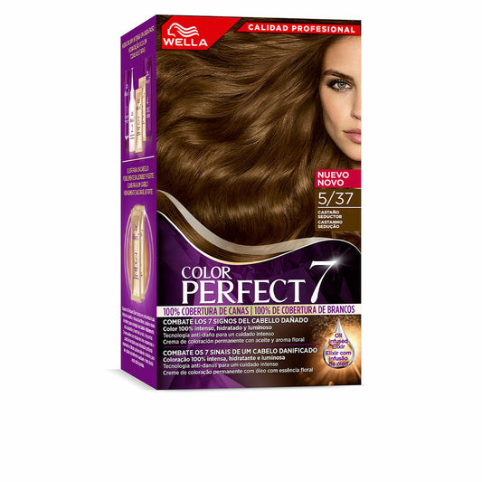 Permanente Kleurstof Wella Color Perfect 7 Nº 5/37 Grijs Haar Bruin 60 ml