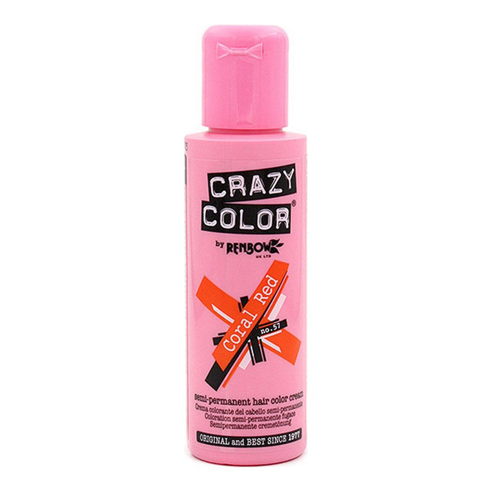 Crazy Color Renbow Semi- Permanent Hair Colour Cream Dye 100ml- Coral Red