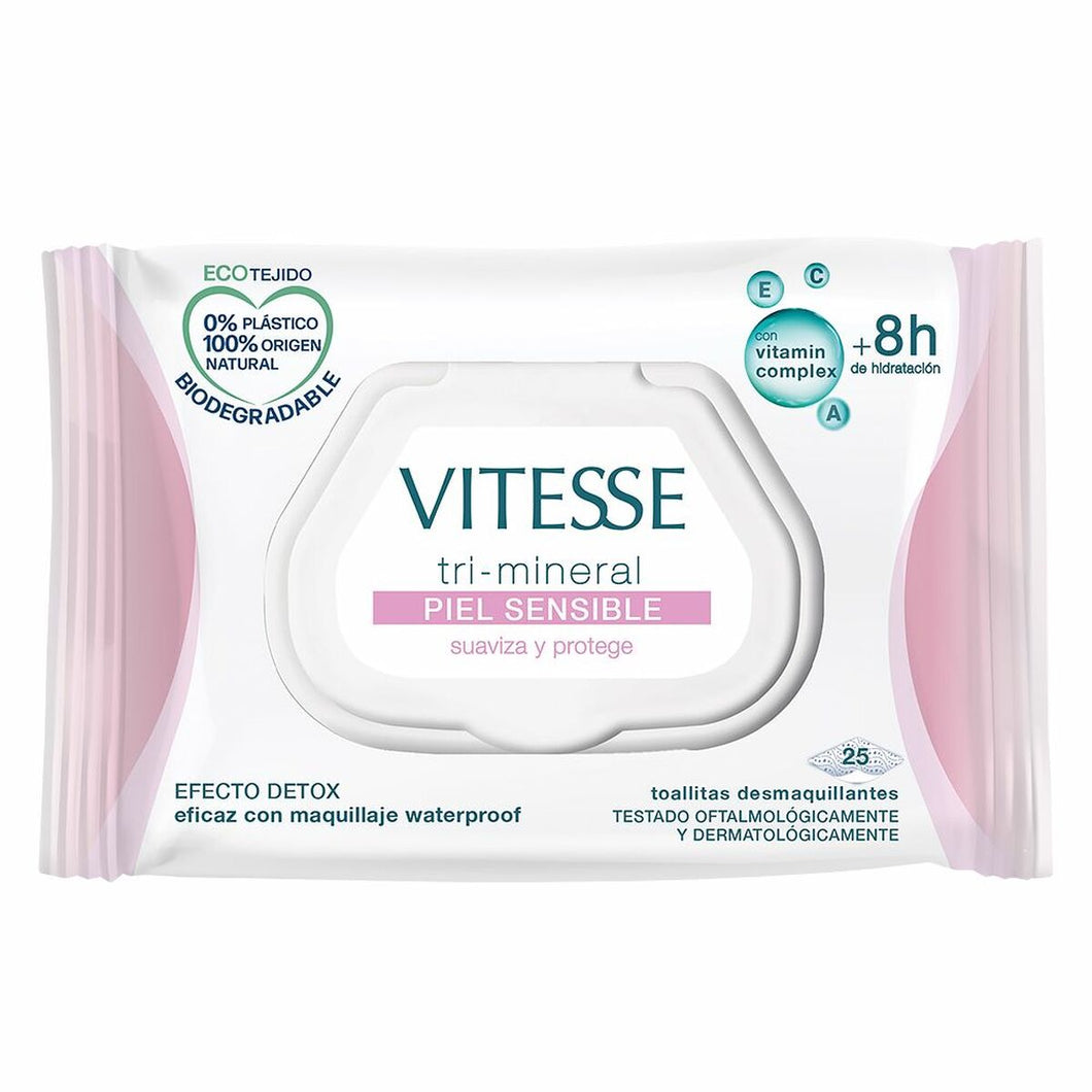 Make Up Remover Wipes Vitesse Tri-Mineral Sensitive skin (25 Units)