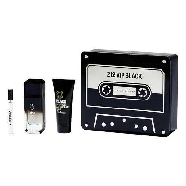 Men's Perfume Set 212 VIP Black Carolina Herrera EDP (3 pcs) - Lindkart