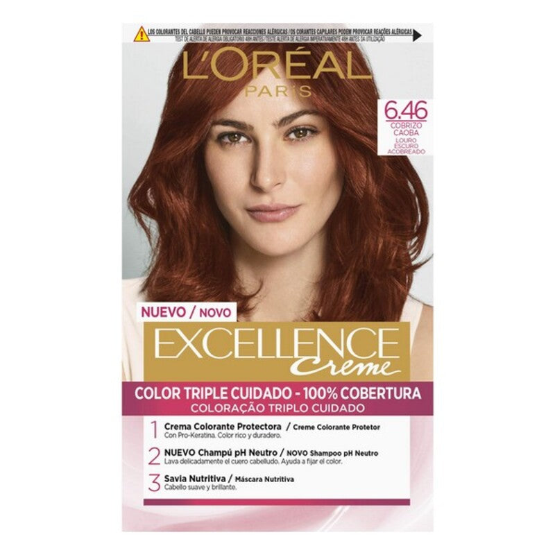 Permanente Dye Excellence L'Oreal Make-up Donker Koper Kastanjebruin Blond Nº 6,46