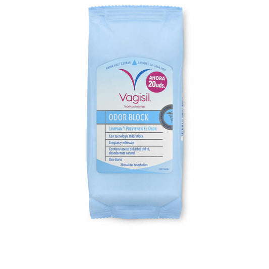 Lingettes humides intimes Vagisil Odor Block 20 unités