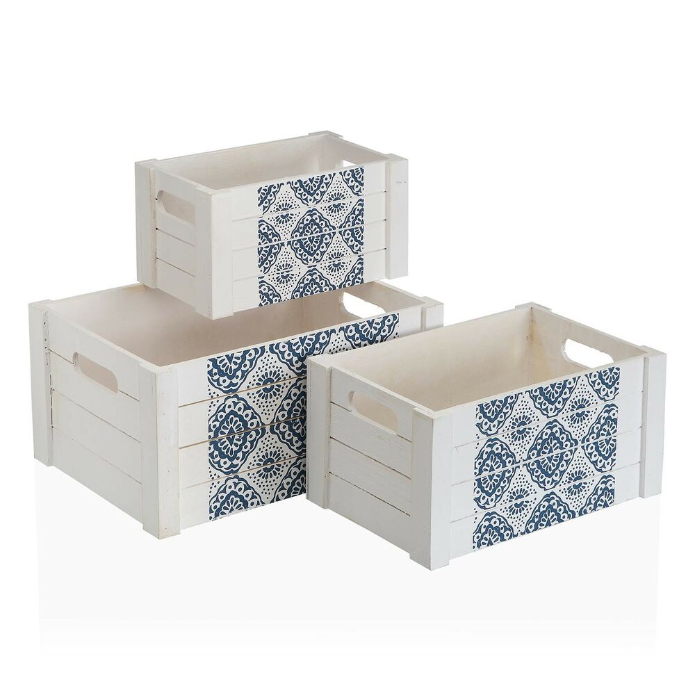 Set of Stackable Organising Boxes Versa Aveiro Wood (28 x 15 x 40 cm) (3 pcs)