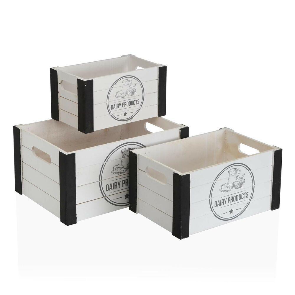 Set of decorative boxes Versa Dairy Wood (25 x 17 x 35 cm) (3 pcs)
